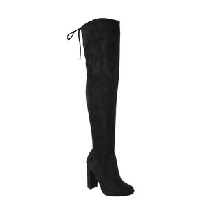 Thigh High Stretch Block Heel Boot